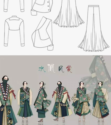 服装设计线稿草图效果图款式图结构图 央美学...