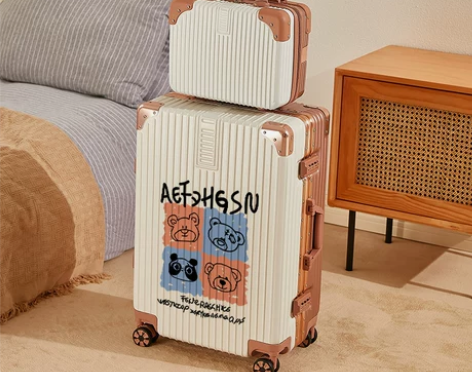 【活动价】行李箱女卡通万向轮铝框密码拉杆箱...