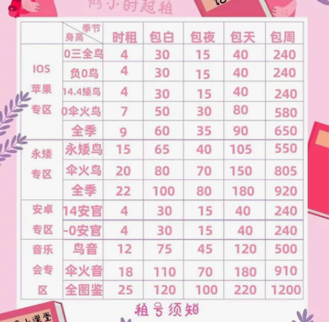 光遇白鸟租号，免押，白鸟，伞鸟，伞火鸟，鹿...