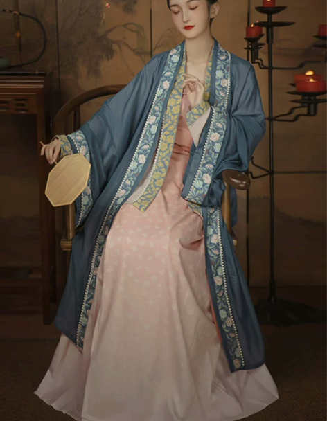 柒邑原创汉服女宋制三件套海棠落齐腰褶裙国风...