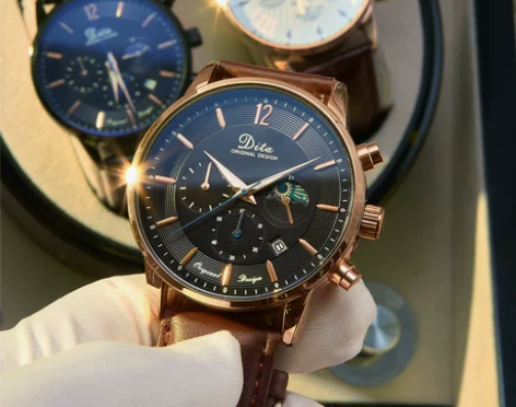 真皮带青少年手表男士高中生全自动机械表潮流...