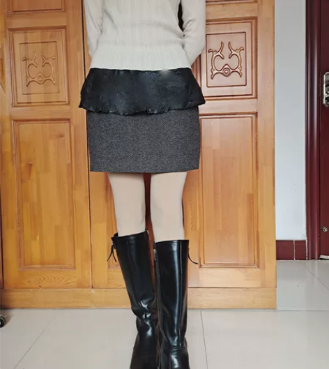 拼接半身裙 pu皮 菱格纹 包臀裙 感兴趣...