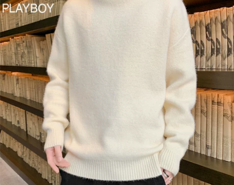 【年货价】花花公子高领毛衣男士宽松加绒加厚...