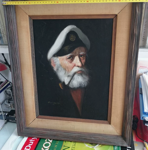 美国油画家Geloam画的布面带老木框油画...