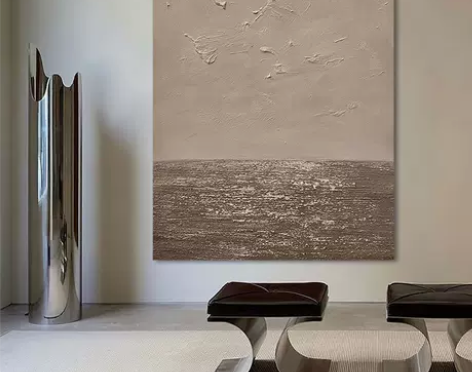 爱淘艺手绘油画心之微澜客厅装饰画玄关挂画侘...