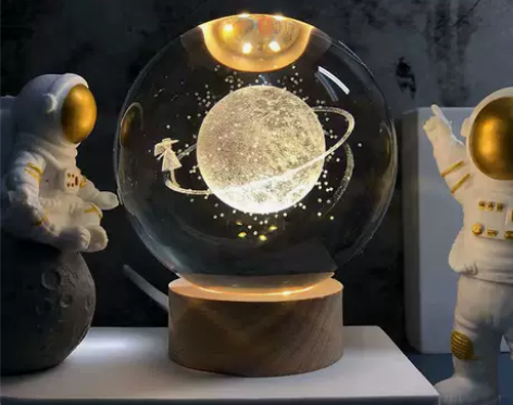 水晶球 水晶球发光治愈系星空漫步夜灯桌面小...