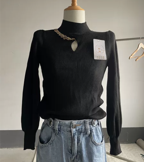 显瘦别致上衣设计感小众半高领打底衫M码编号...