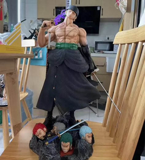 祖国版优质扛刀索隆 四头雕可换高度55cm...