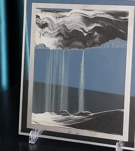 简约3D立体沙漏玻璃工艺品山水流沙画创意解...