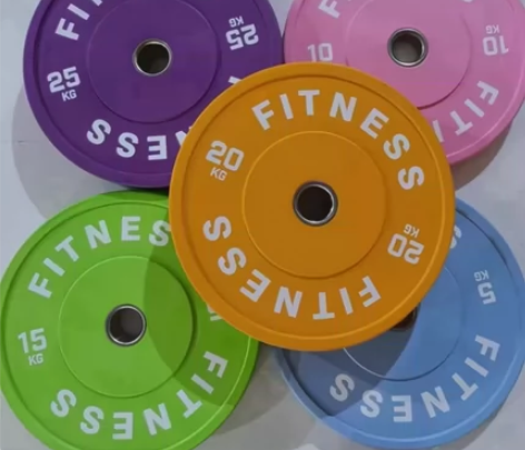 马卡龙色杠铃低弹全胶杠铃片抓举挺举硬拉杠铃...