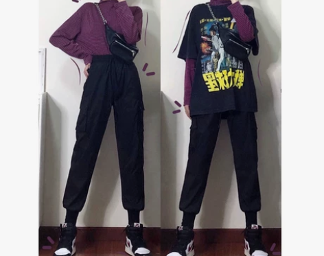 ?【暖春战疫】束脚工装裤女裤子显瘦高腰宽松...