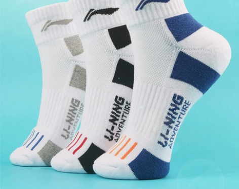 李宁毛巾底毛巾袜运动袜男中筒加厚羽毛球袜篮...