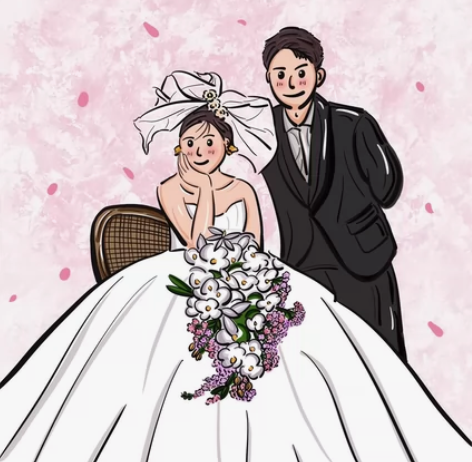 豆豆眼极简ins风 Q版手绘 婚前绘画 情...