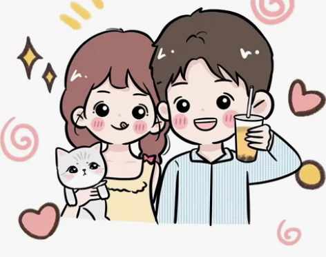 Q版软萌风头像可爱情侣定制画像手绘卡通 感...