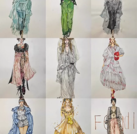 手绘 服装设计 效果图 时装画 款式图 A...