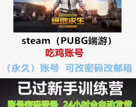 Steam绝地求生帐号成品号已过训练小号皮...