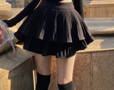 FlowerSong/百褶荷叶边半身裙女纯...