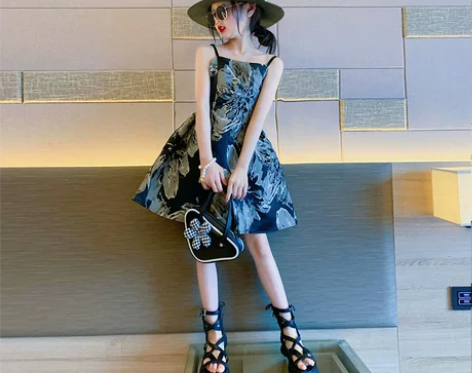 女童吊带裙夏天女大童夏季公主裙女孩夏装裙子...