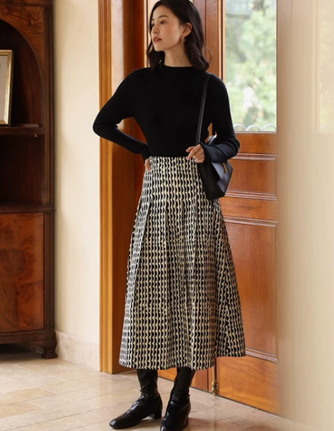 短裙半身裙HeyDress法式复古几何女春...