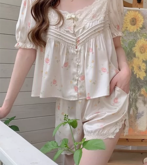 全新有吊牌有包装  夏款睡衣女清新甜美碎花...