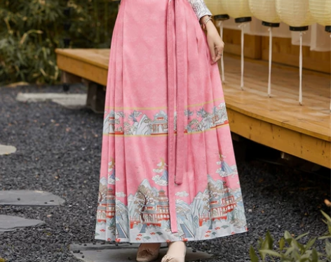 新中式马面裙2024春装新款国风复古提花裙...