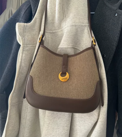 麻布韩系单肩包斜跨女包，两根肩带，可斜挎可...