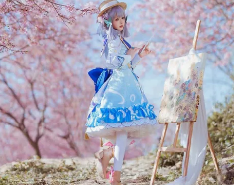 原神cos花时来信cosplay神里绫华服...