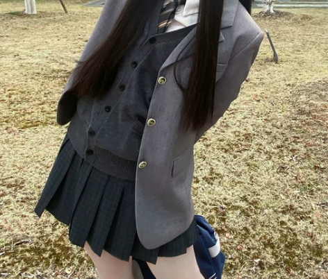 一封信松南中原创绿格jk秋冬校供感jk格裙...