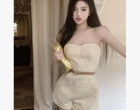 法式高级感露背显瘦抹胸连衣裤2024夏季新...