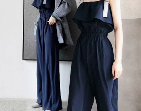 吊带一字肩连体裤女夏季2023新款韩版高腰...