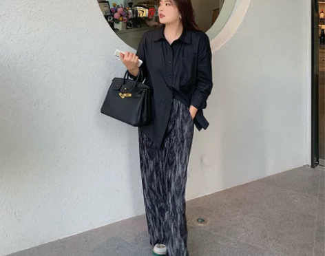 大码女装微胖mm梨形身材裤子春季显瘦斑马纹...