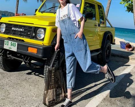 背带裤女韩版宽松新款春季vintage减龄...