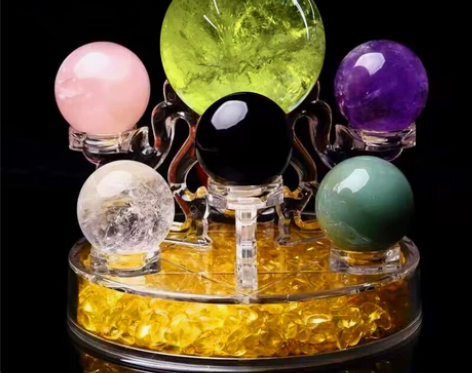 水晶球 水晶球家居天然白粉紫黄七彩水晶七星...