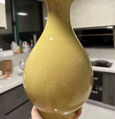 景德镇陶瓷花瓶 仿古冰片官窑裂纹釉瓶实物厚...