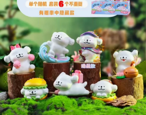 工厂直发！新款可爱白色线条小狗盲盒创意公仔...