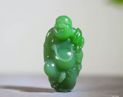 和田玉碧玉正阳绿弥勒佛 [红旗]克价550...