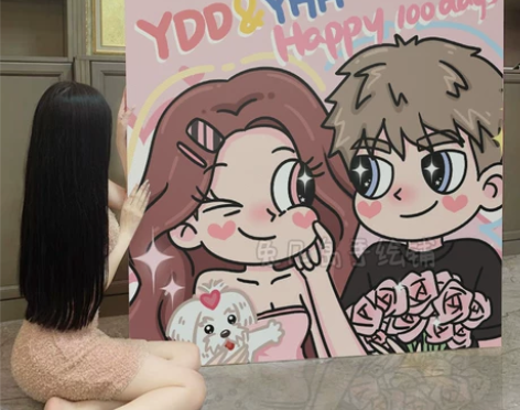 公主风情侣礼物手绘装饰画油画布定制卡通画闺...