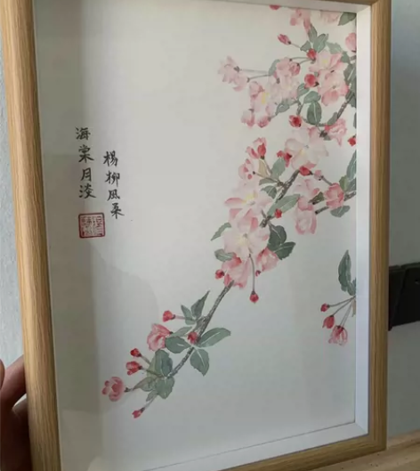 （现货）手绘没骨画海棠花新中式装饰画古风新...