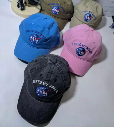 【正】全新NASA刺绣logo软顶弯檐男女...