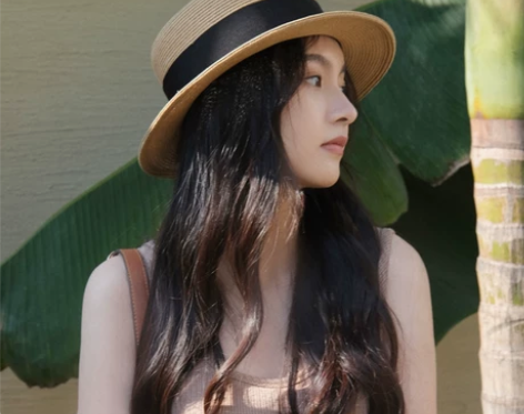 2022复古英伦草帽子夏天女平顶遮阳帽女蝴...