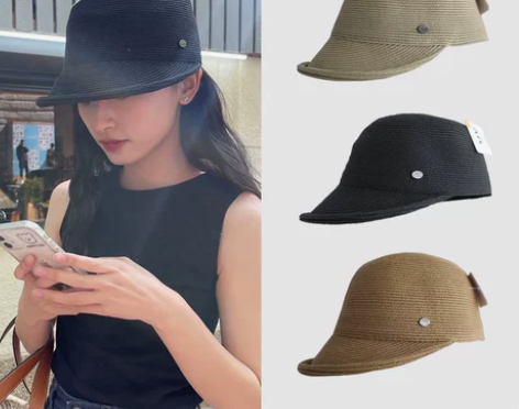 盈妹新款大头围帽子时尚草编棒球帽显脸小草帽...