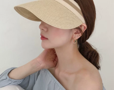 夏天空顶草帽遮阳帽子女防晒凉帽ins网红无...