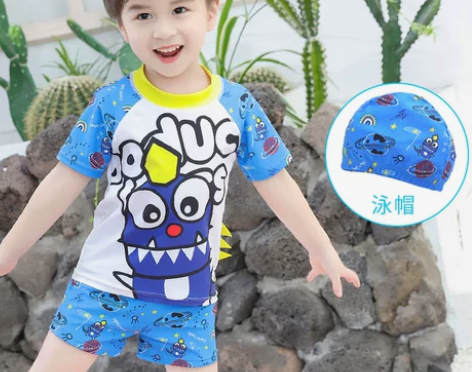 儿童泳衣男童小中大童防晒速干分体泳衣裤套装...