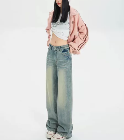 vfvk美式复古牛仔裤女2024年春季新款...