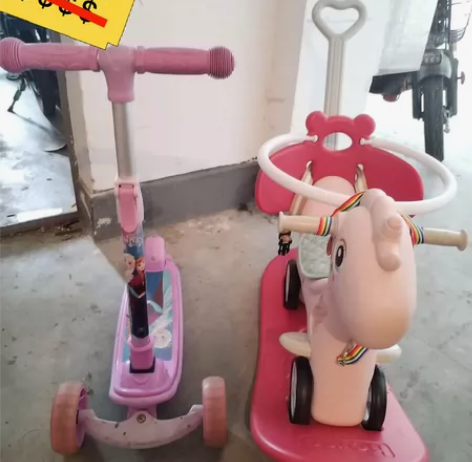 转让：买回来宝宝不怎么玩了，迪士尼滑板车和...