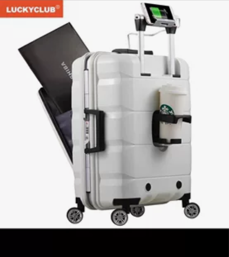 LuckyClub行李箱拉杆箱旅行箱前开盖...