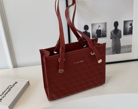 红色包包女2023新款结婚包伴娘托特包大容...