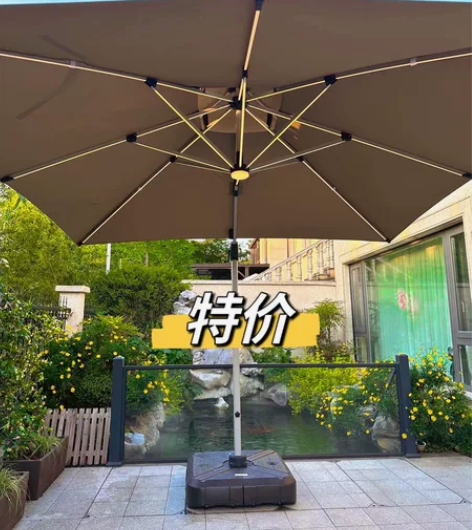 伞厂还剩一批3米太阳能灯条罗马伞 户外遮阳...