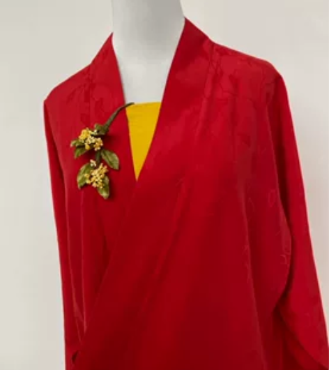 【花不语】匣珍汉庭原创飞机袖暗纹花花树叶宋...