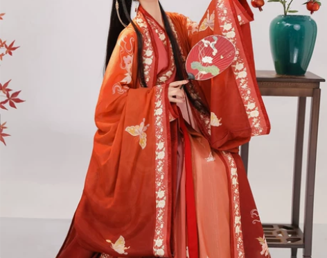蝉佩新款原创风汉服女中国风宋制红色交领大袖...